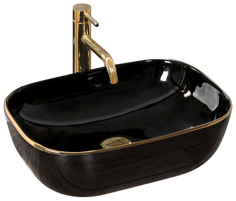 Opzetwastafel Rea Belinda Black Gold Edge