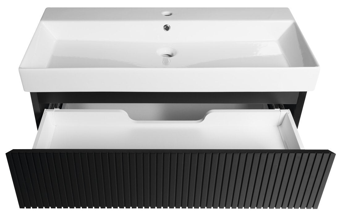 Sapho Filena Wastafelonderkast 95 X 43 X 51,5 Cm Zwart Geribbeld - afbeelding 4
