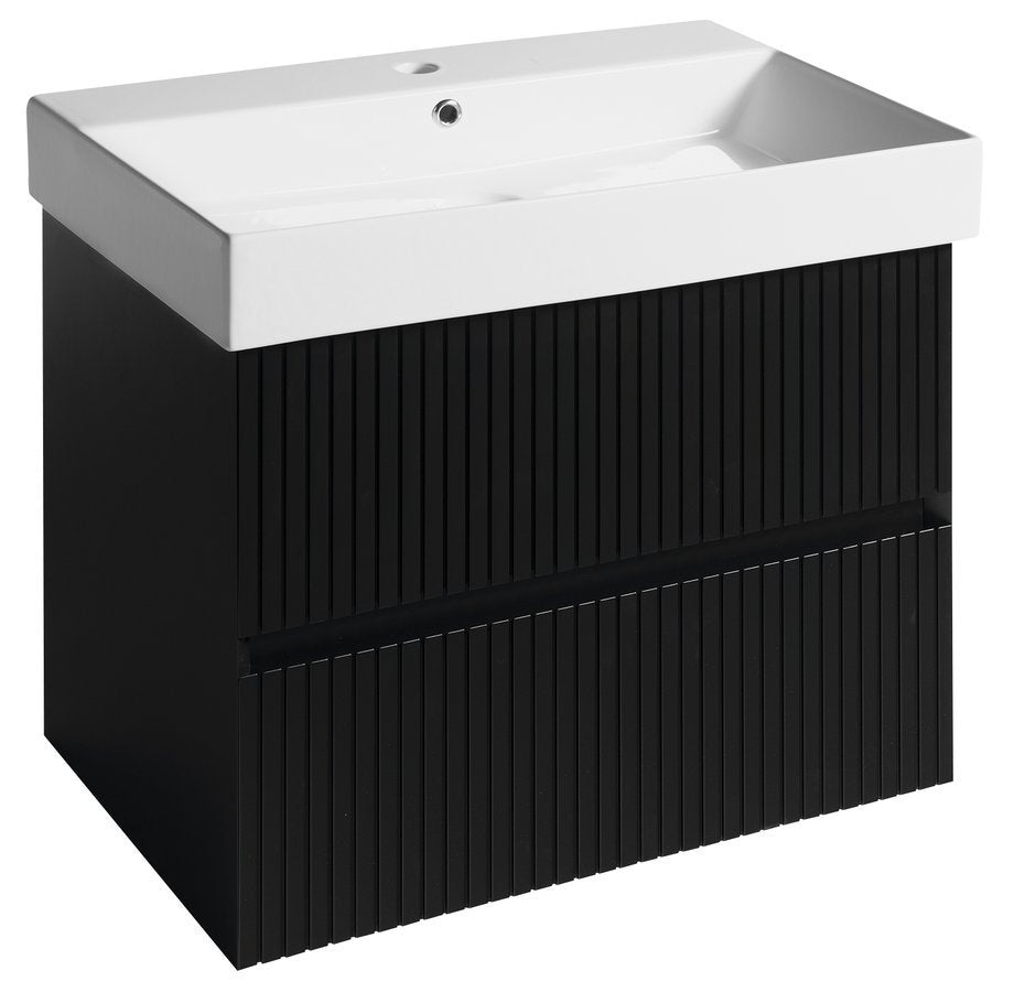 Sapho Filena Wastafelonderkast 67 X 43 X 51,5 Cm Zwart Geribbeld - afbeelding 1