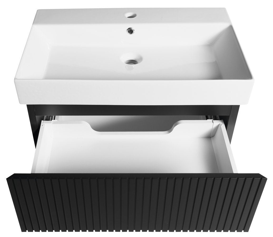 Sapho Filena Wastafelonderkast 67 X 43 X 51,5 Cm Zwart Geribbeld - afbeelding 3