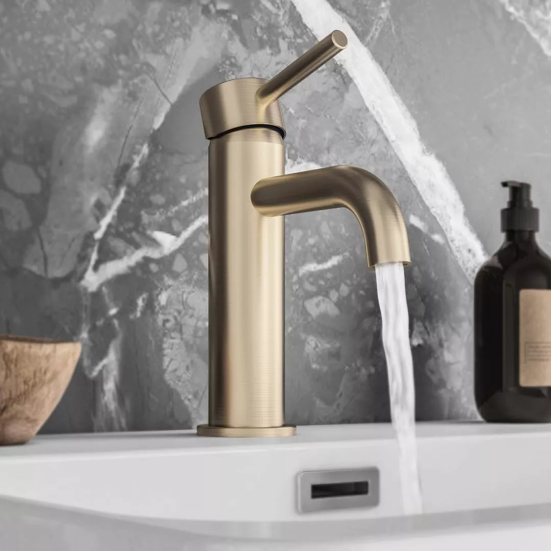 Eastbrook Meriden Wastafelkraan Met Afvoerplug Geborsteld Messing