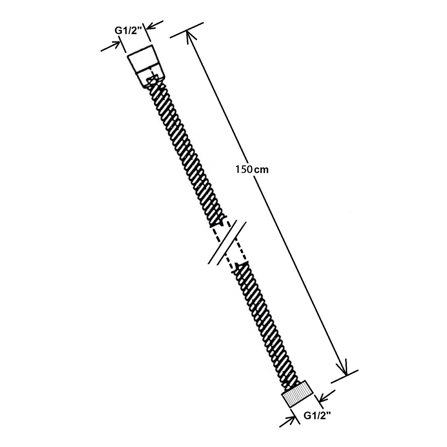 Sapho POWERFLEX metalenen doucheslang 150 cm Mat Wit