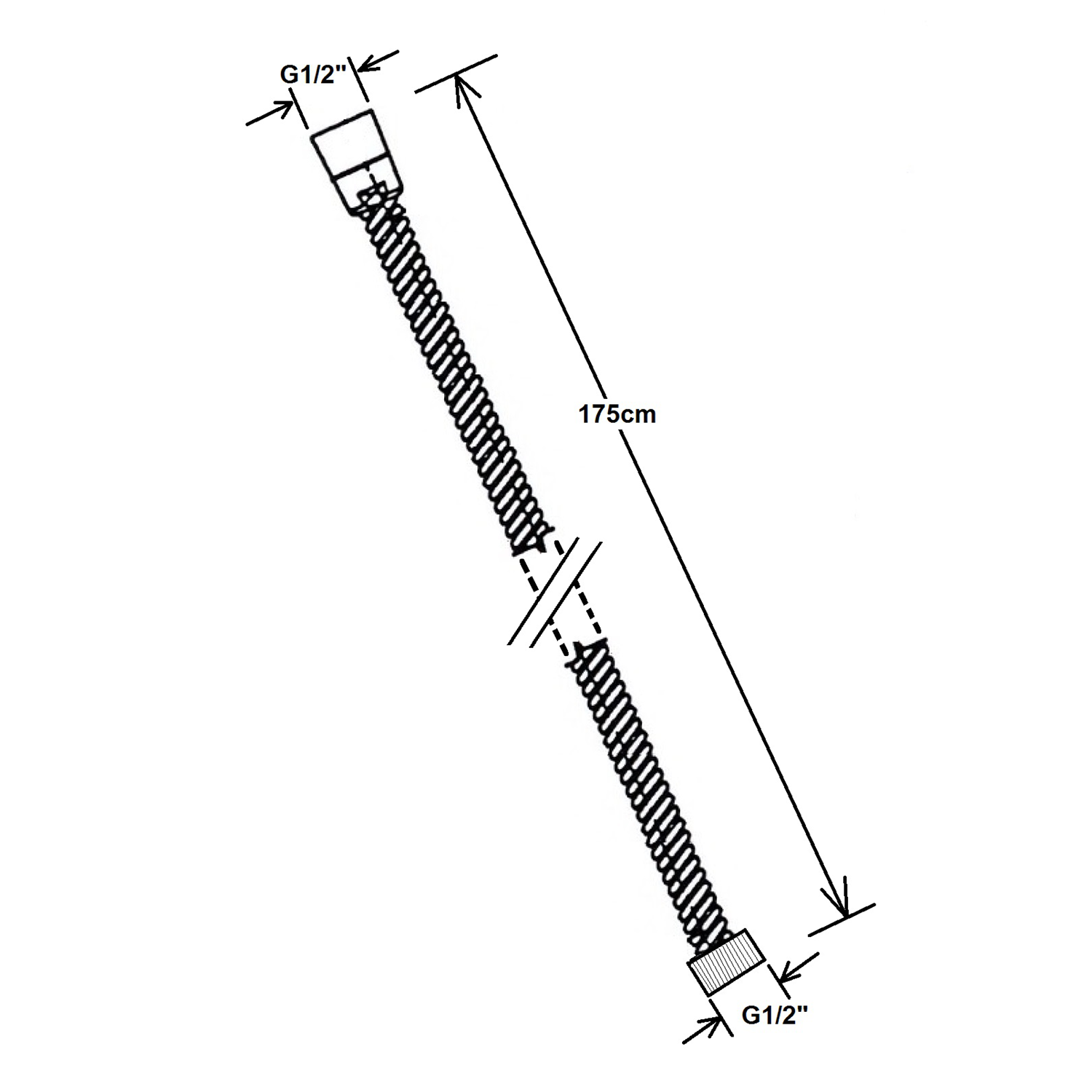 Sapho POWERFLEX metalenen doucheslang 175 cm Goud