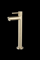 Luzi Fonteinkraan hoog rond Goud Geborsteld met geribbeld knop