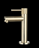 Luzi Fonteinkraan rond Goud Geborsteld met geribbelde knop