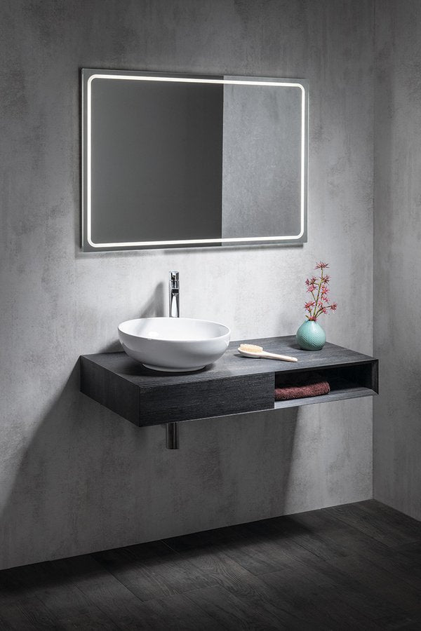 Badkamerspiegel Sapho Gemini 90x50 90×50 cm Goud — met LED-verlichting