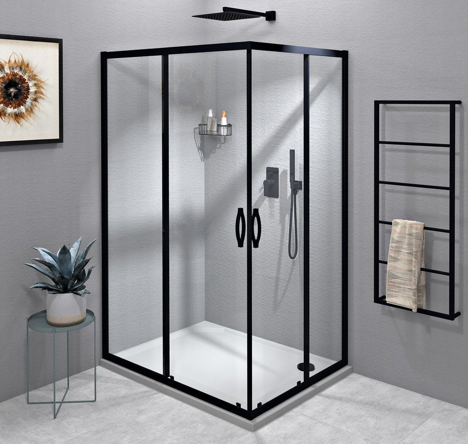 Sigma Simply Black Douchecabine Hoekinstap 120x110x190 Cm Met Schuifdeur Mat Zwart