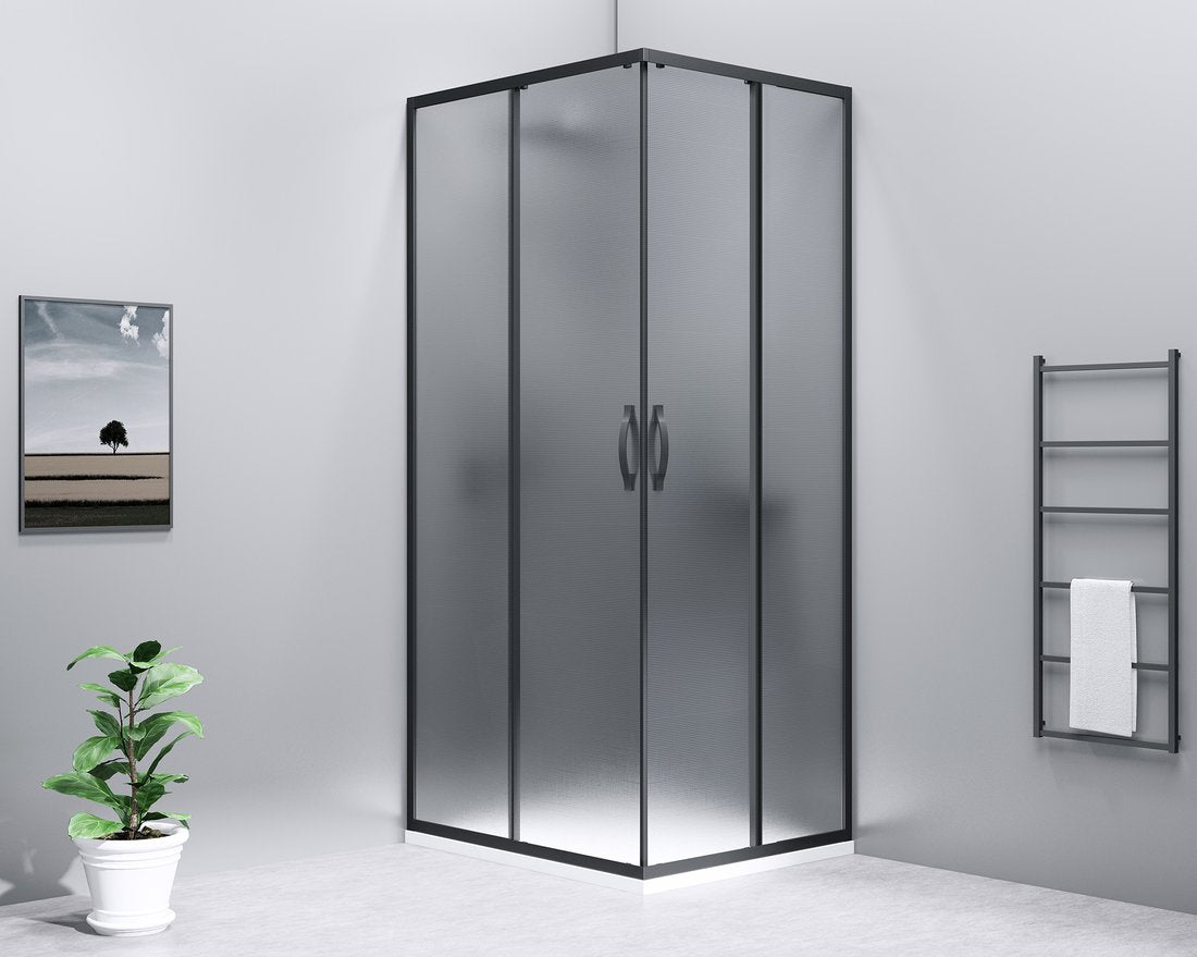 Douchecabine Sigma Hoekinstap 1000x800mm, Mat Glas, Mat Zwart Profiel