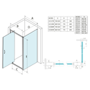 Douchecabine Sigma met Draaideur 900x750mm L/R Helder Glas