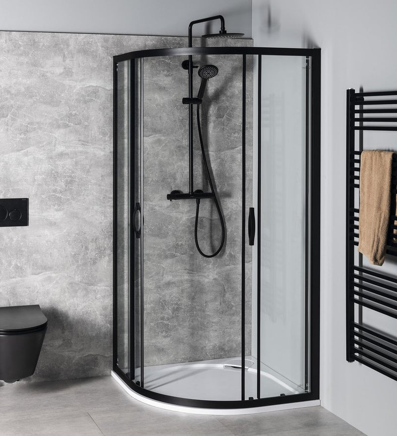 Douchecabine Gelco Simply Black 1000x1000mm Kwartrond