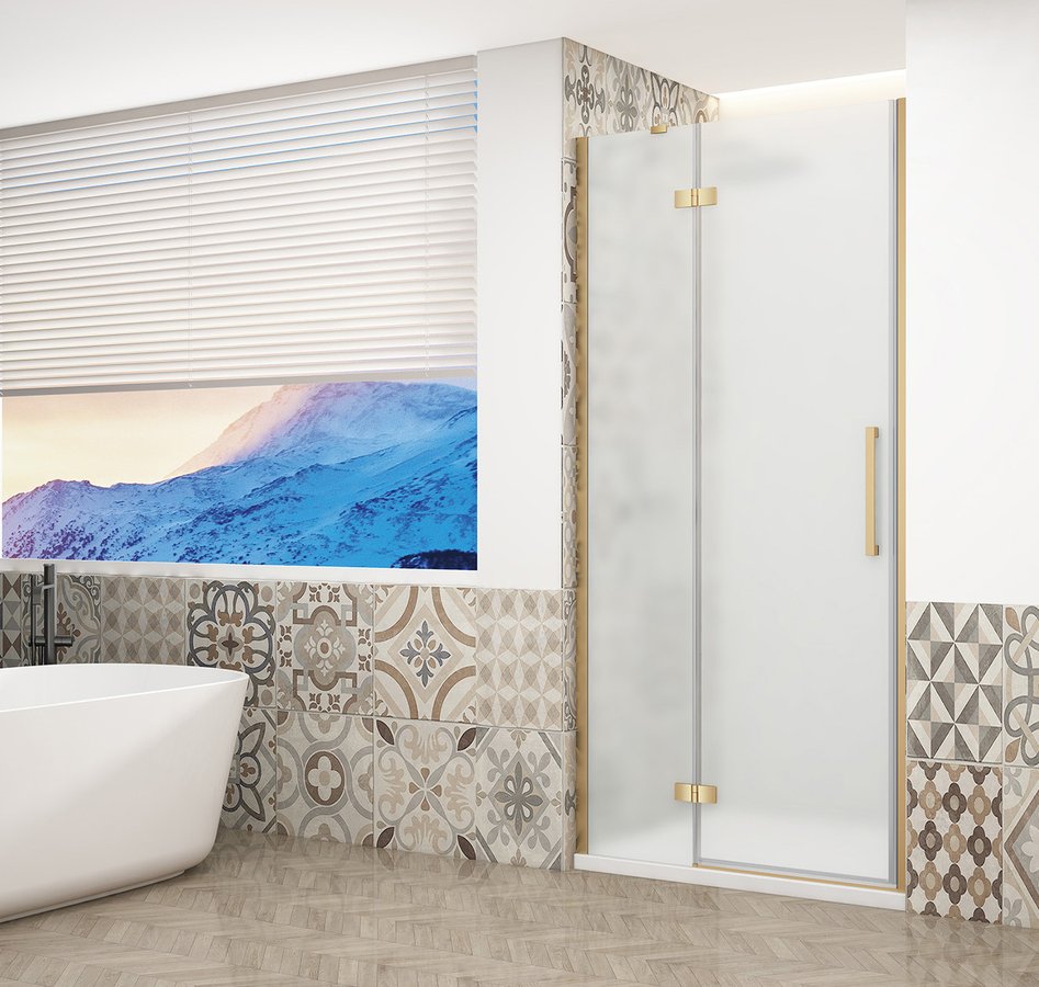Trinity Mat Goud Douchedeur Mat Glas 90 Cm Links