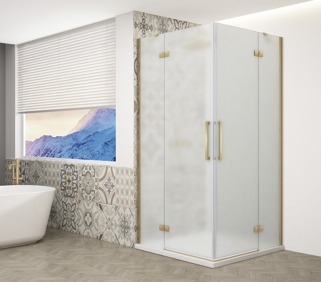 Trinity Mat Goud Douchecabine Hoekinstap Mat Glas 120 X 80 Cm