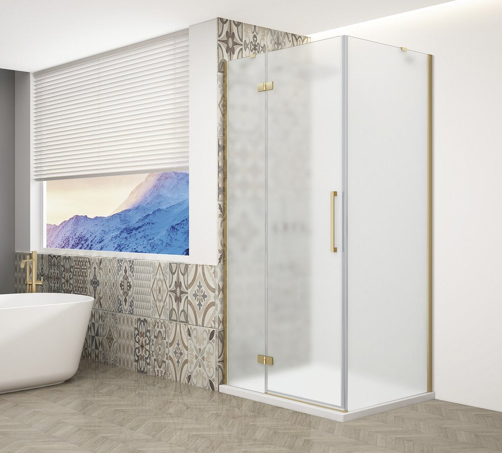 Trinity Mat Goud Douchecabine Hoekinstap Mat Glas 80 X 120 Cm
