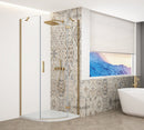 Trinity Mat Goud Kwartronde Douchecabine Helder Glas 90 X 90 Cm Rechts