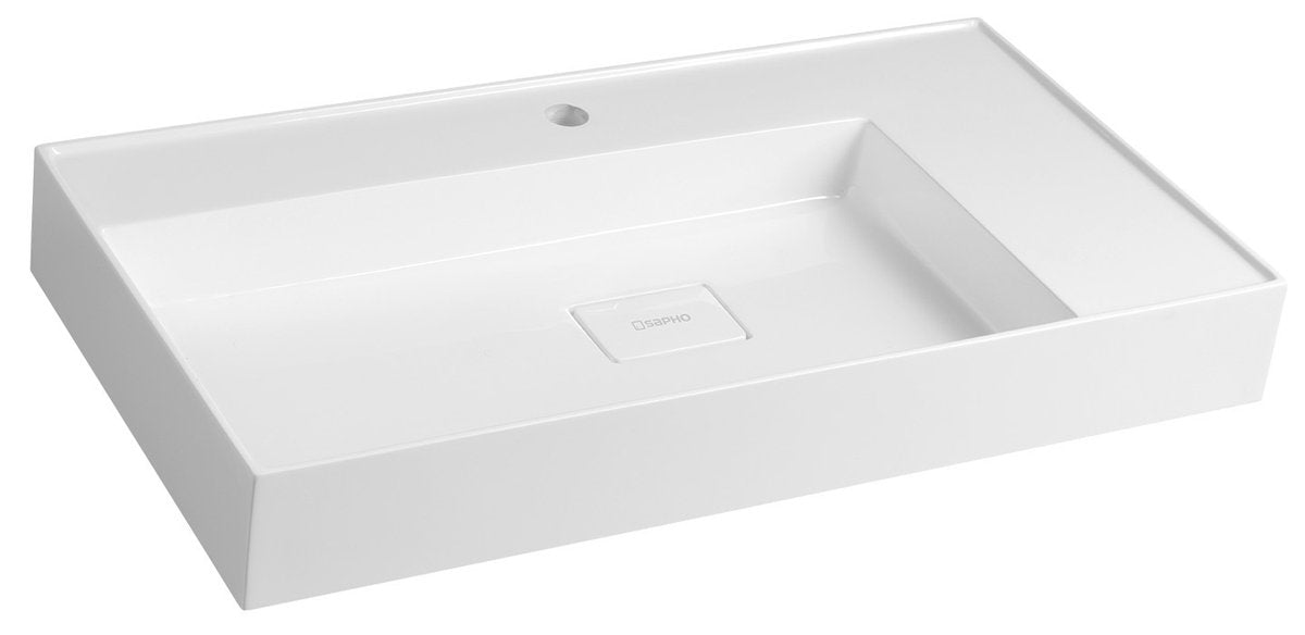 Sapho Godiva Meubelwastafel 85x45x10 Cm Gegoten Marmer Wit