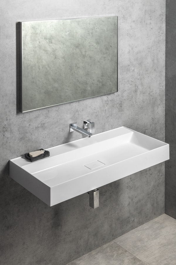Sapho Godiva Cast Marble Meubelwastafel 96 X 44 X 11 Cm Wit Zonder Kraangat - afbeelding 5