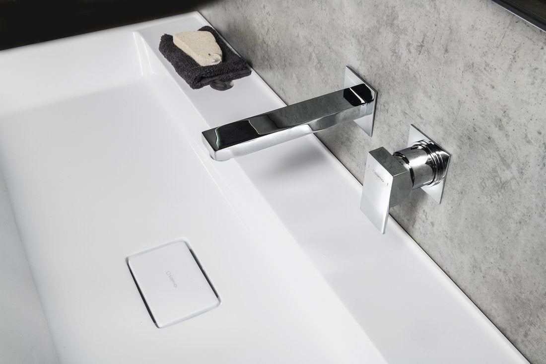 Sapho Godiva Cast Marble Meubelwastafel 96 X 44 X 11 Cm Wit Zonder Kraangat - afbeelding 6