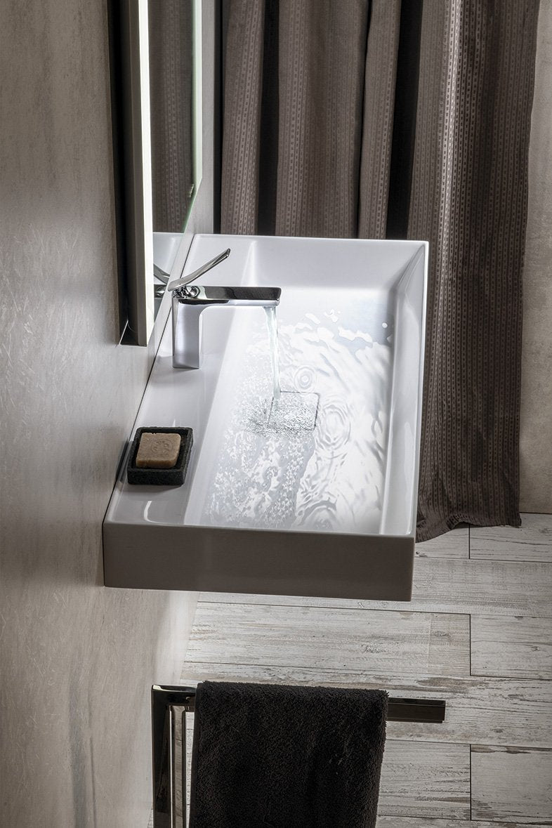 Sapho Godiva Cast Marble Meubelwastafel 96 X 44 X 11 Cm Wit - afbeelding 8