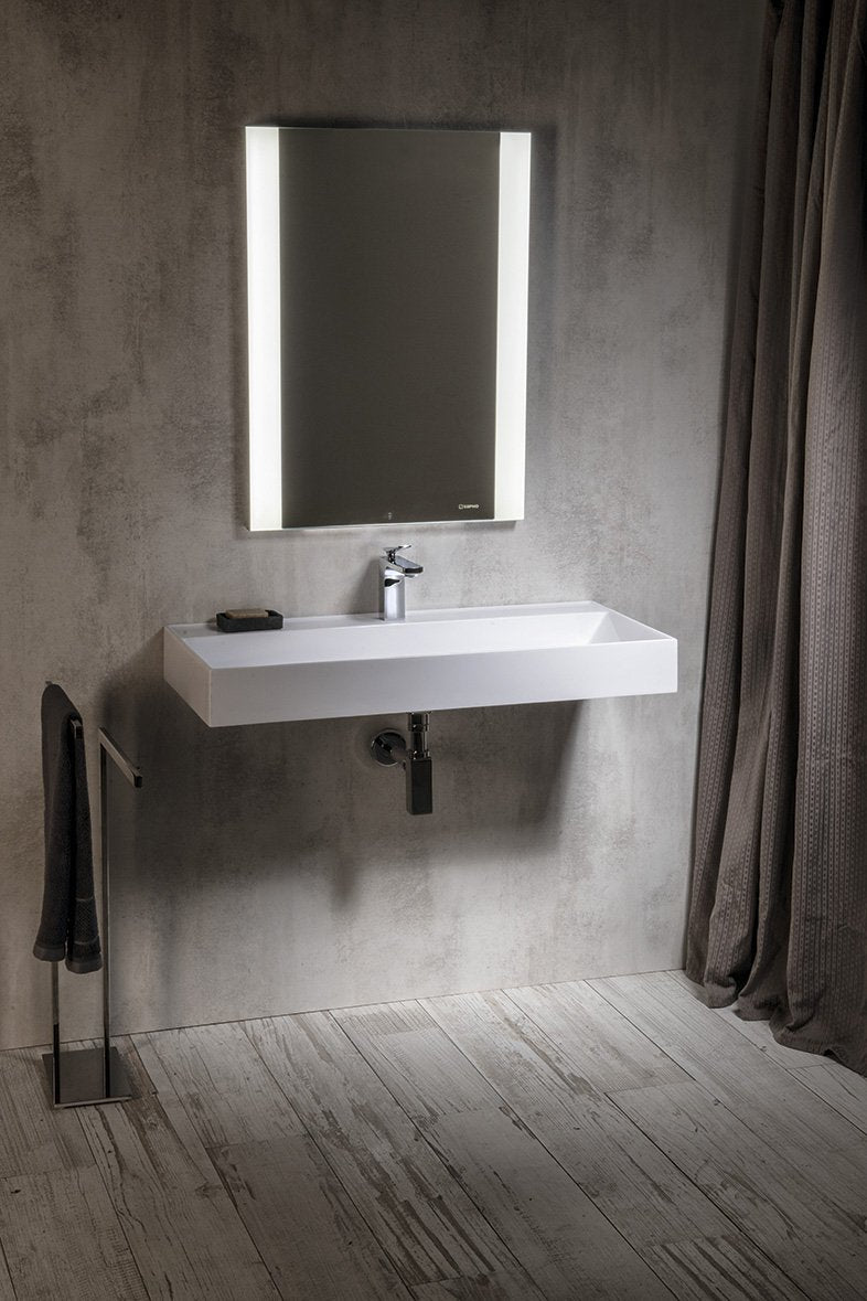Sapho Godiva Cast Marble Meubelwastafel 96 X 44 X 11 Cm Wit - afbeelding 6