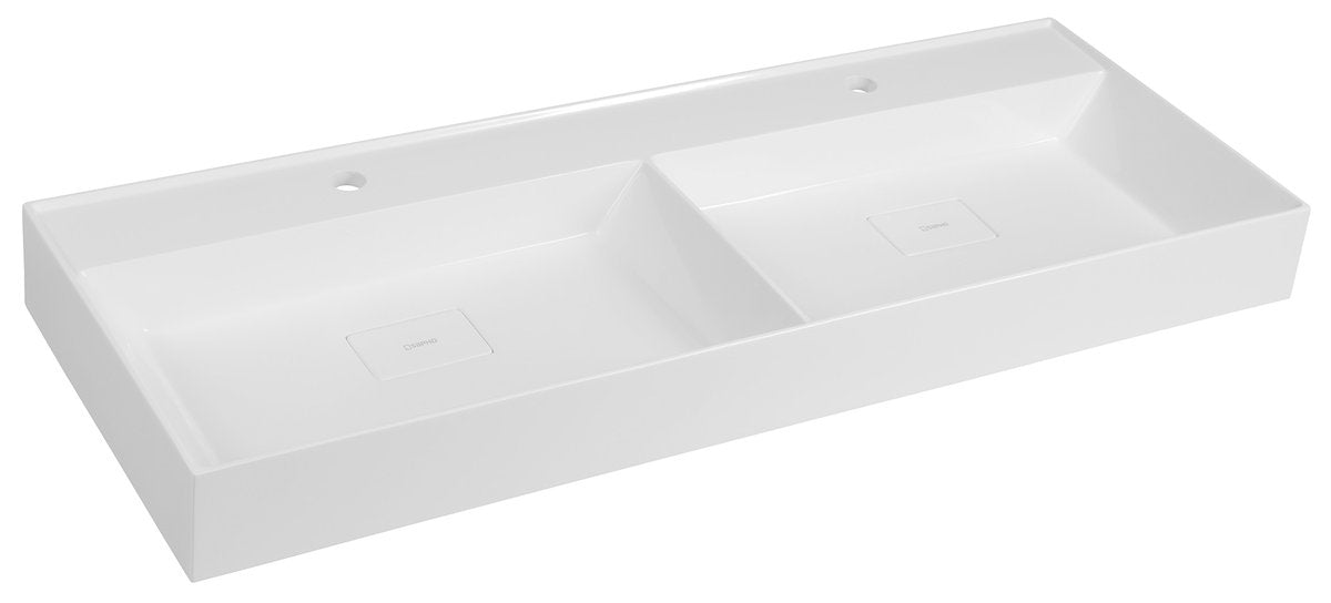 Sapho Godiva Dubbele Cast Marble Meubelwastafel 119 X 44 X 11 Cm Wit - afbeelding 1