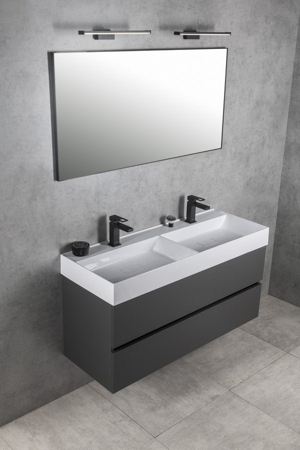 Sapho Godiva Dubbele Cast Marble Meubelwastafel 119 X 44 X 11 Cm Wit - afbeelding 4