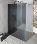 VARIO BLACK One-piece shower glass panel, wall-mount, smoked glass, 1000 mm