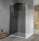 Douchewand Vario Mat Goud Profiel, Gerookt Glas 130 cm