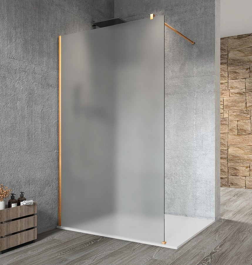 Douchewand Vario Mat Goud Profiel, Mat Glas 110 cm