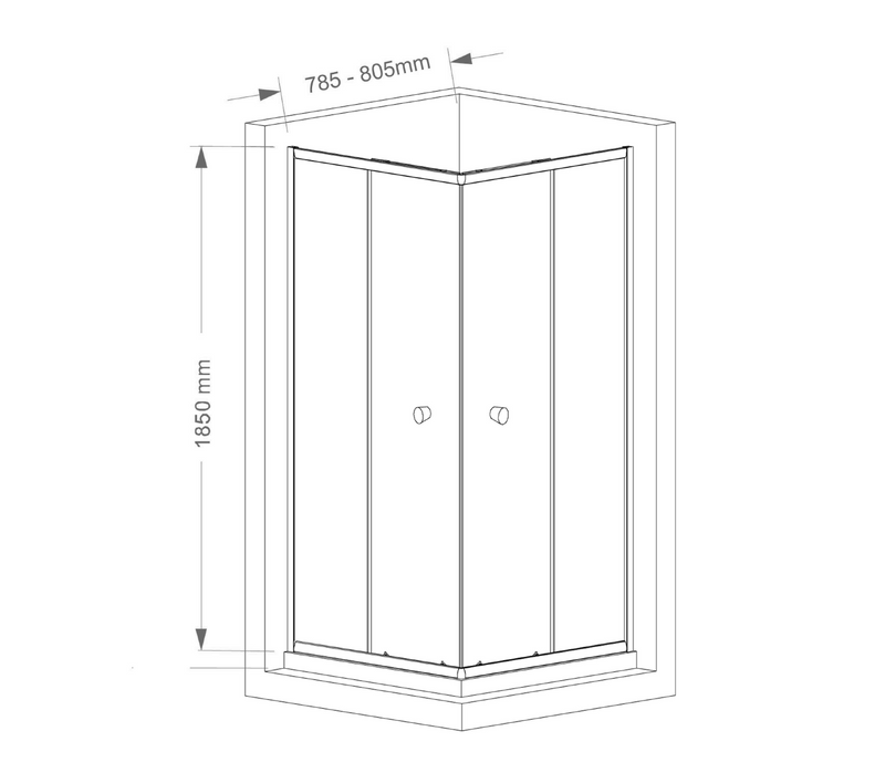 Douchecabine Agga 80x80x185 helder glas chroom profiel