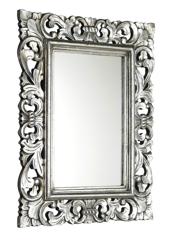 Scule & Samblung Rechthoekige Spiegel In Massief Houten Frame 60 X 80 Cm Zilver