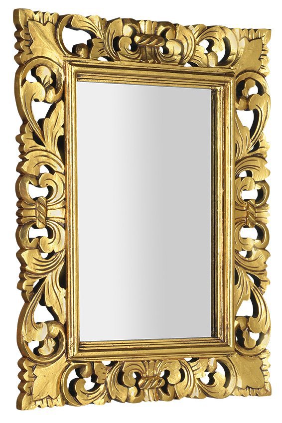 Scule & Samblung Rechthoekige Spiegel In Massief Houten Frame 60 X 80 Cm Goud
