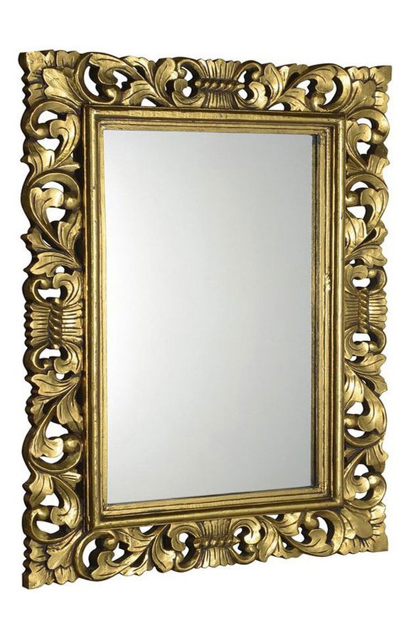 Scule & Samblung Rechthoekige Spiegel In Massief Houten Frame 70 X 100 Cm Goud