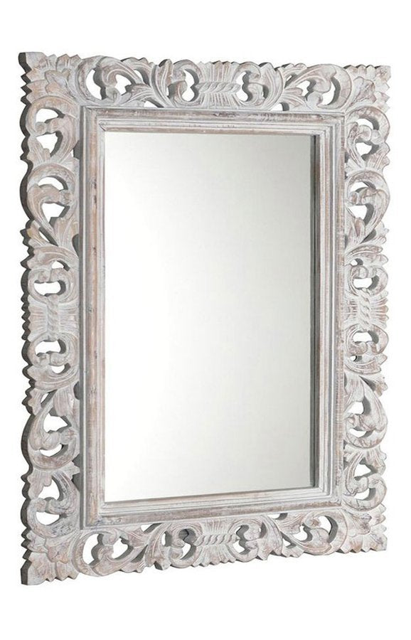 Scule & Samblung Rechthoekige Spiegel In Massief Houten Frame 70 X 100 Cm Wit