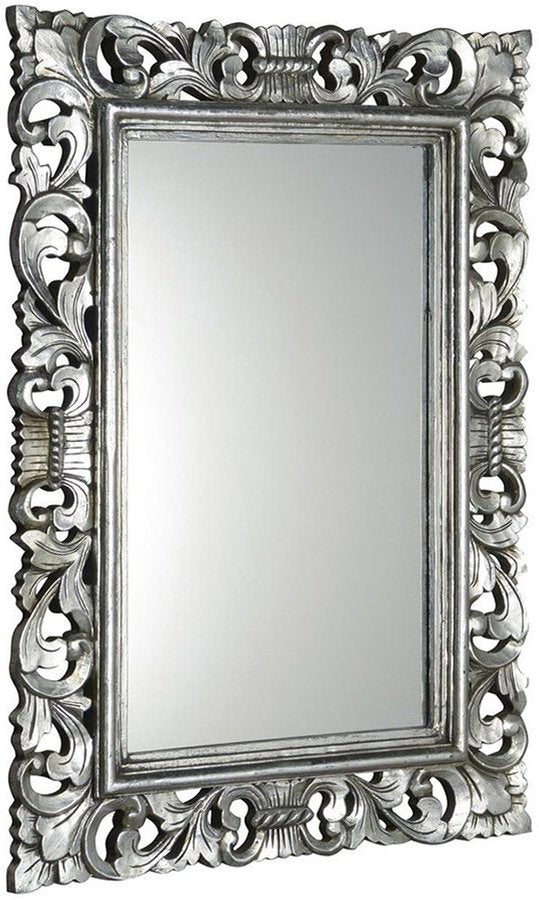 Scule & Samblung Rechthoekige Spiegel In Massief Houten Frame 80 X 120 Cm Zilver