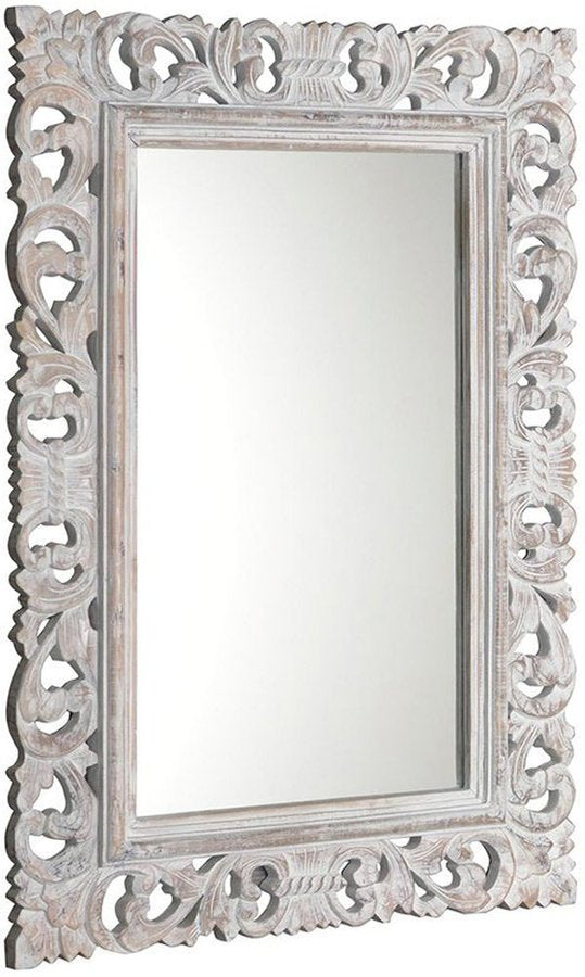 Scule & Samblung Rechthoekige Spiegel In Massief Houten Frame 80 X 120 Cm Wit