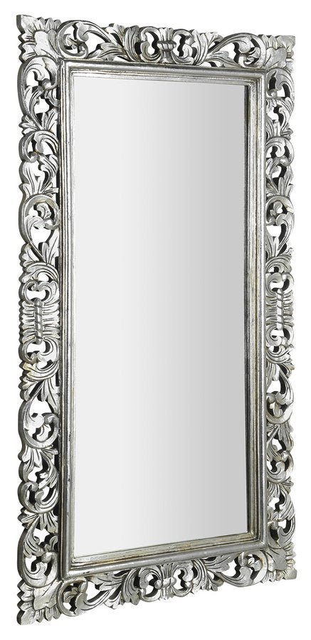 Scule & Samblung Rechthoekige Spiegel In Massief Houten Frame 80 X 150 Cm Zilver