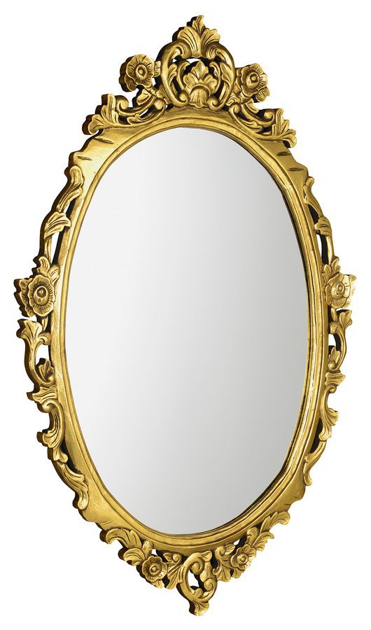 Desna Ovale Spiegel In Massief Houten Frame 80 X 100 Cm Goud