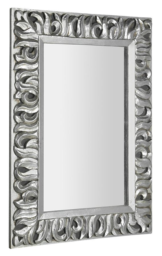 Zeegras Rechthoekige Spiegel In Massief Houten Frame 70 X 100 Cm Zilver