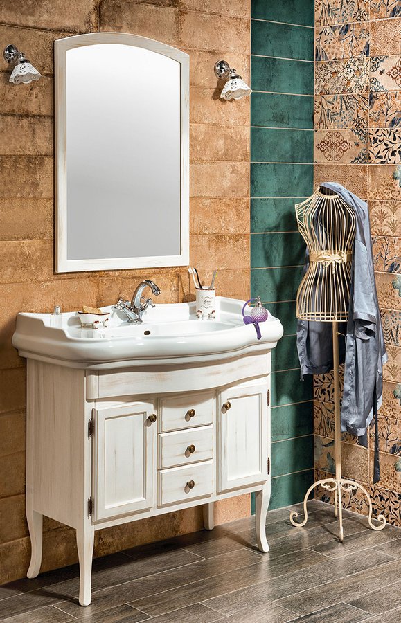Retro Badkamer Meubelset 100x54 cm Oud Wit