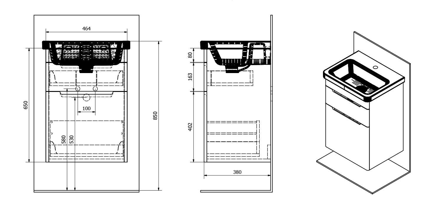Ella Badkamer Meubelset 50x40 cm Wit Met 2 Lades
