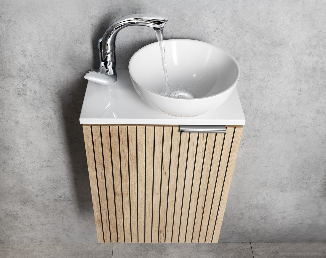Fonteinkast LATUS X 39,4x22x50cm Alabama Eiken L/R Ribbelfront