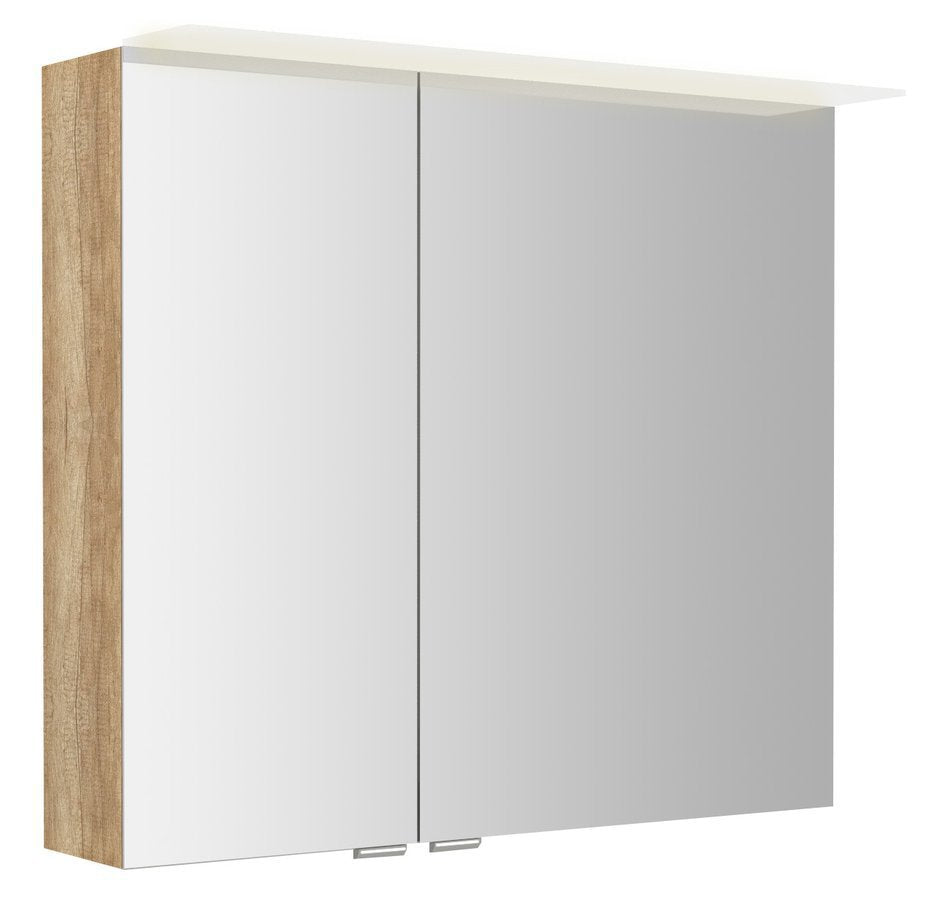 Spiegelkast Sapho Linex Eik 80×70 cm Neutraal — met LED-verlichting