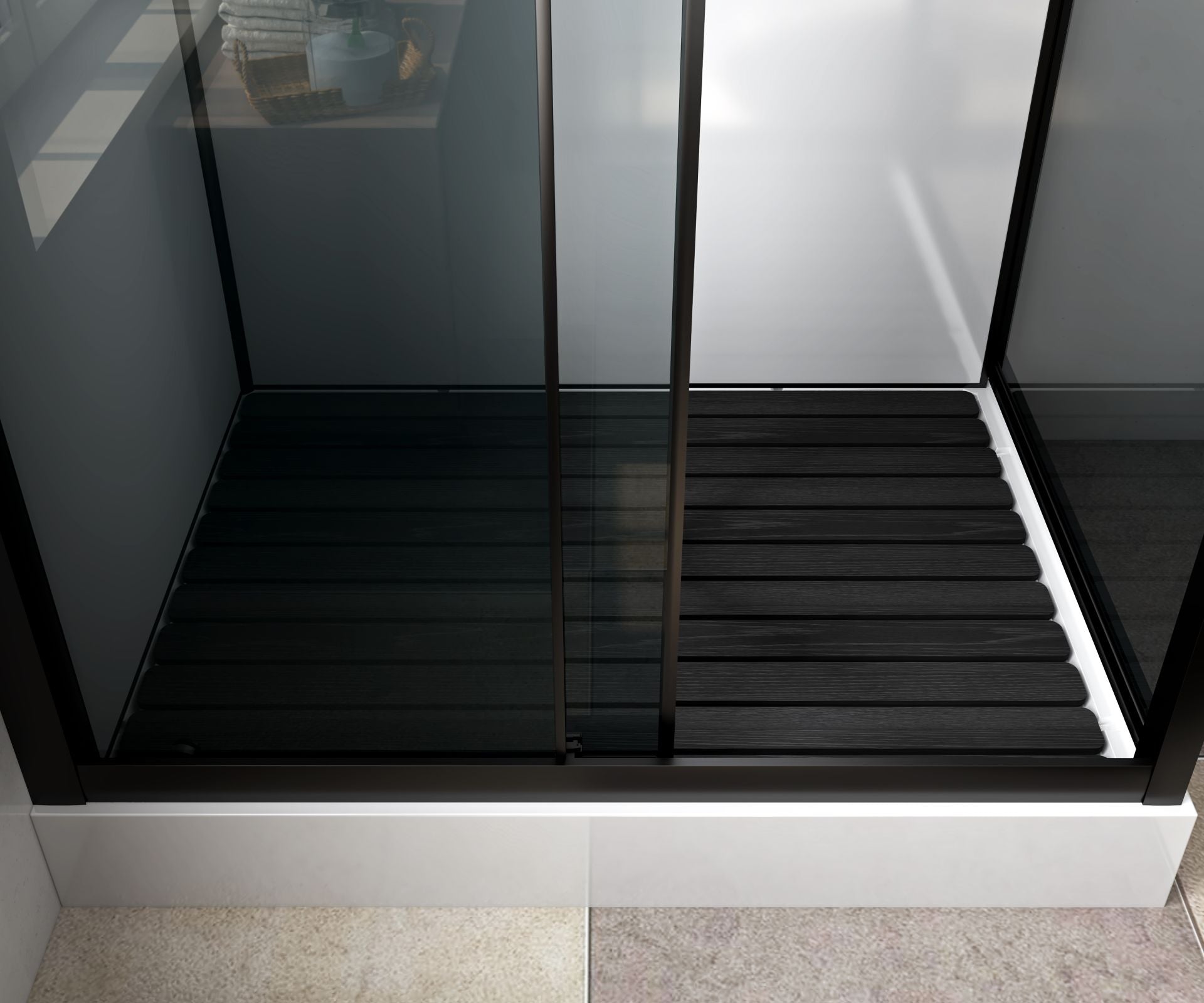 Complete Douchecabine 120x90 Mat Zwart Profiel Rookglas Omkeerbaar kitvrij