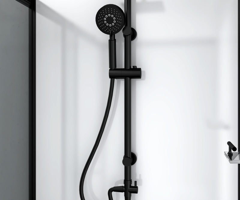 Complete Douchecabine 120x90 Mat Zwart Profiel Rookglas Omkeerbaar kitvrij