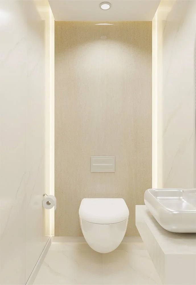 SPC Wandpaneel Marmer Look – Japandi 'Aquiles Stone' Zand Beige (260x120 cm)