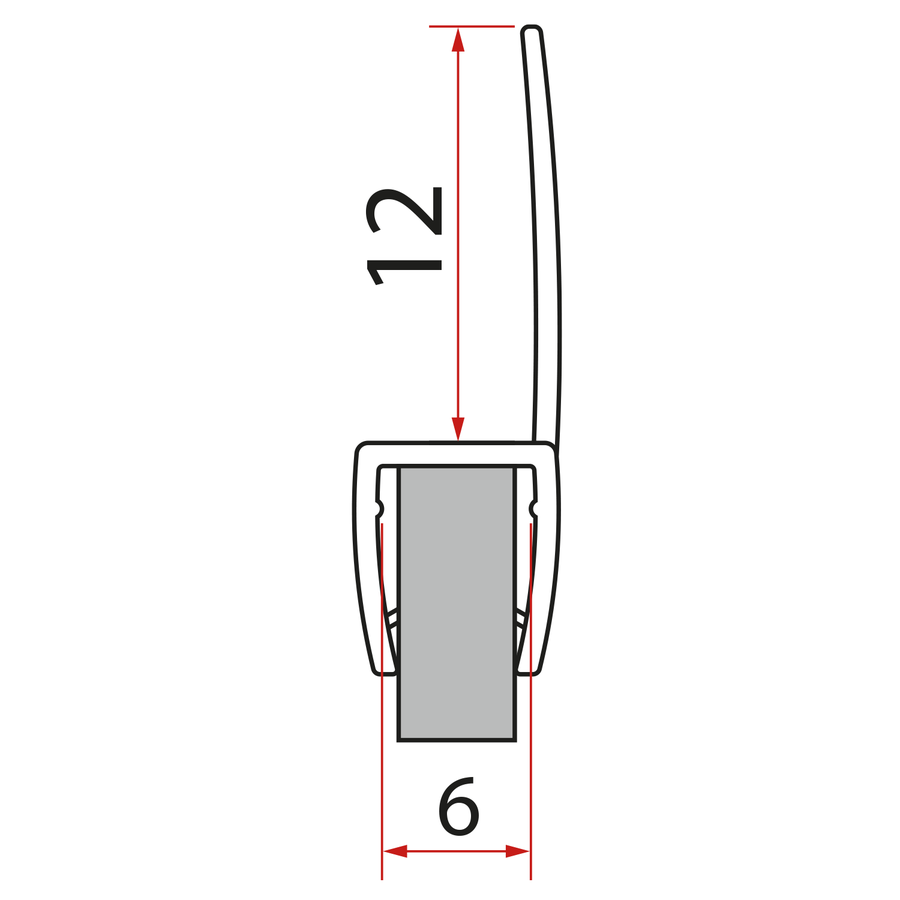 Verticale afdichting tussen glasplaten 6 mm
