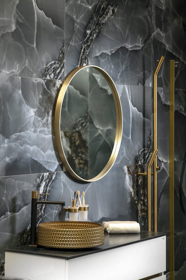 Detailweergave Sapho Notion In Frame badkamerspiegel Mat Goud