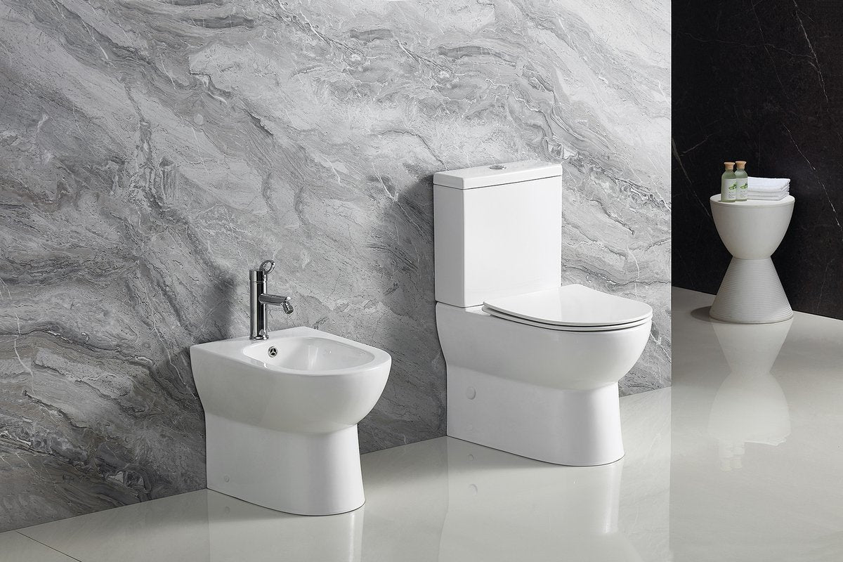 Rimless Duoblok Toilet Jalta Wit AO Uitgang / PK Uitgang