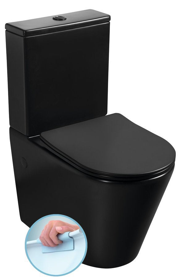 Paco Staand Toiletpot Rimless 38,0x61,0 cm Keramiek Zwart