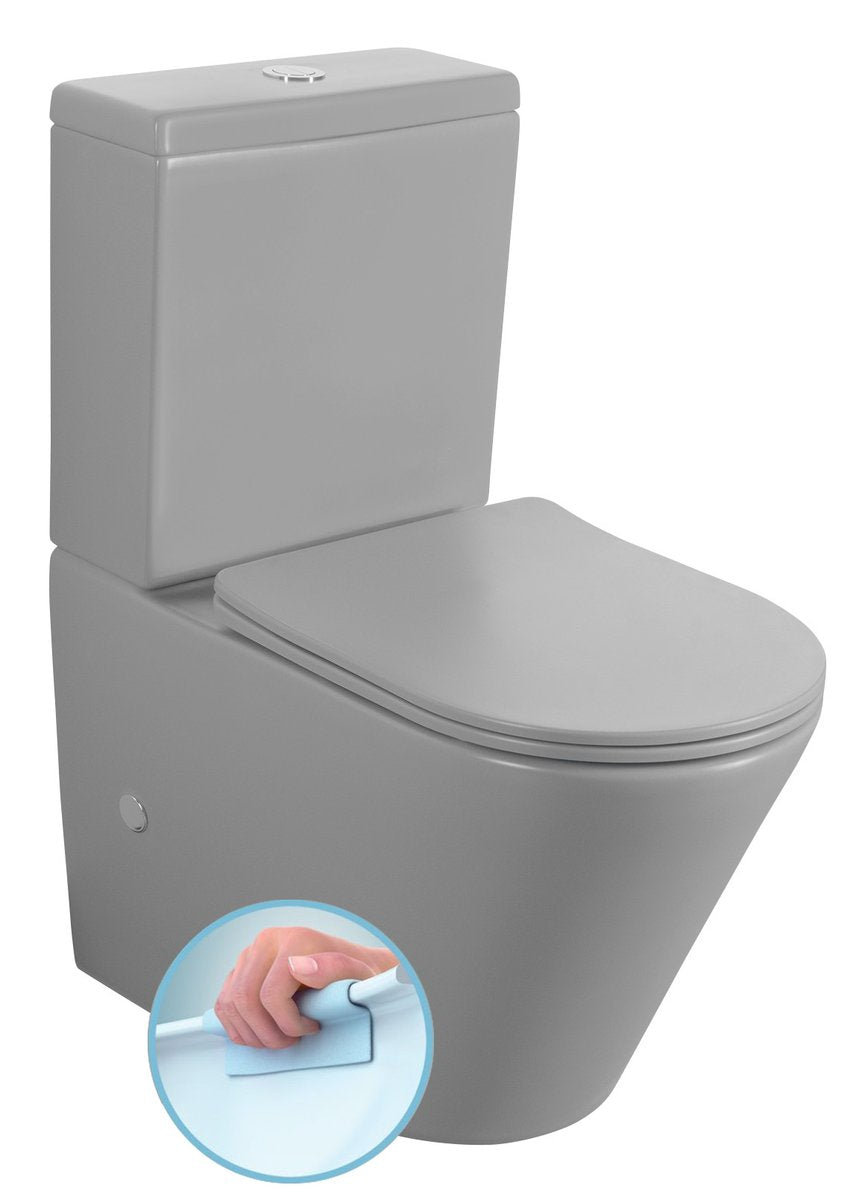 Paco Staand Toiletpot Rimless 38,0x61,0 cm Keramiek Grijs